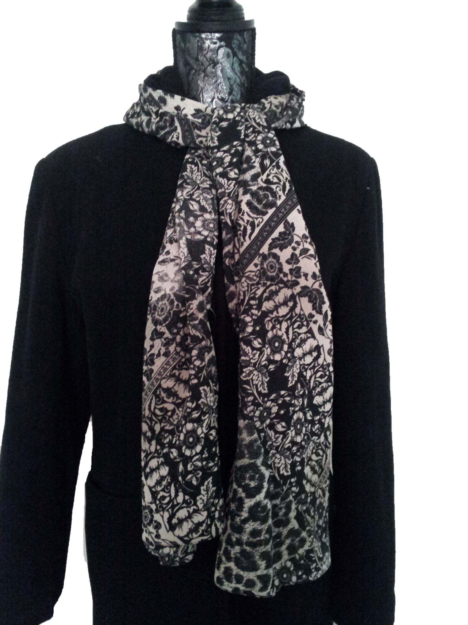 Black leopard print stole