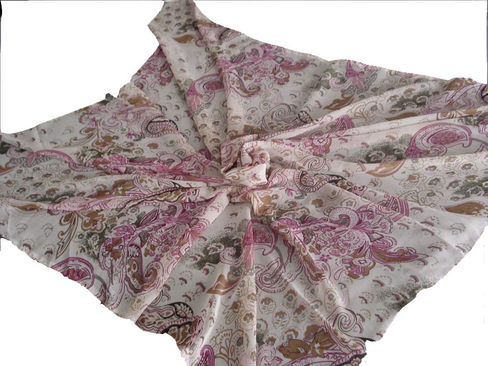 Printed pink square georgette scarf