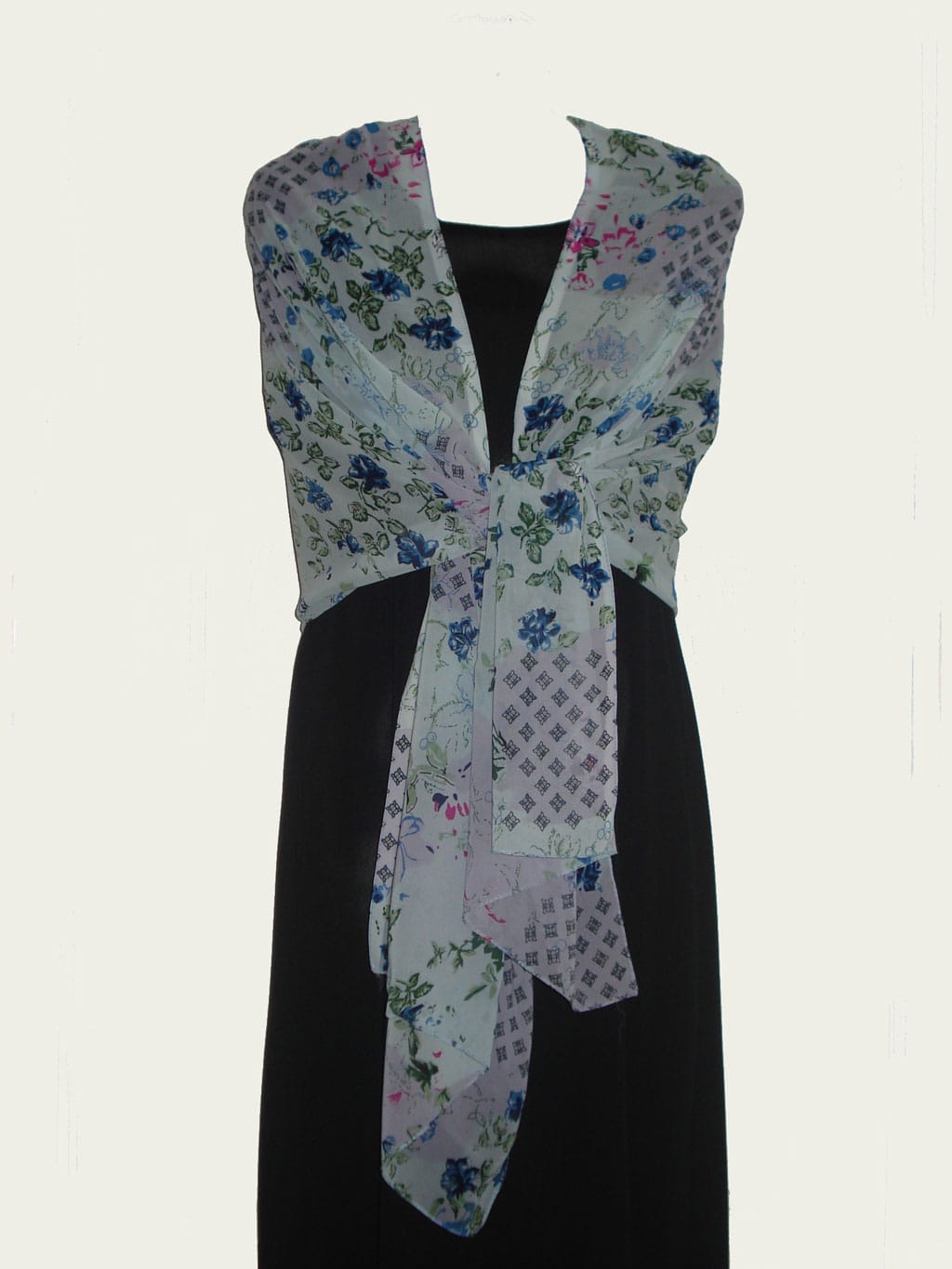 Printed blue georgette stole